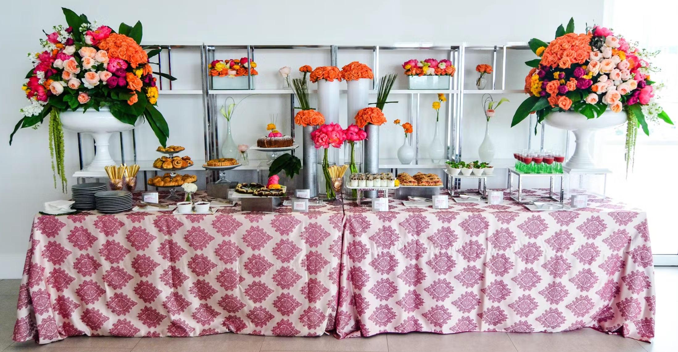 Miami Brunch Catering Buffet with flowers Miami Brunch Catering Buffet with flowers